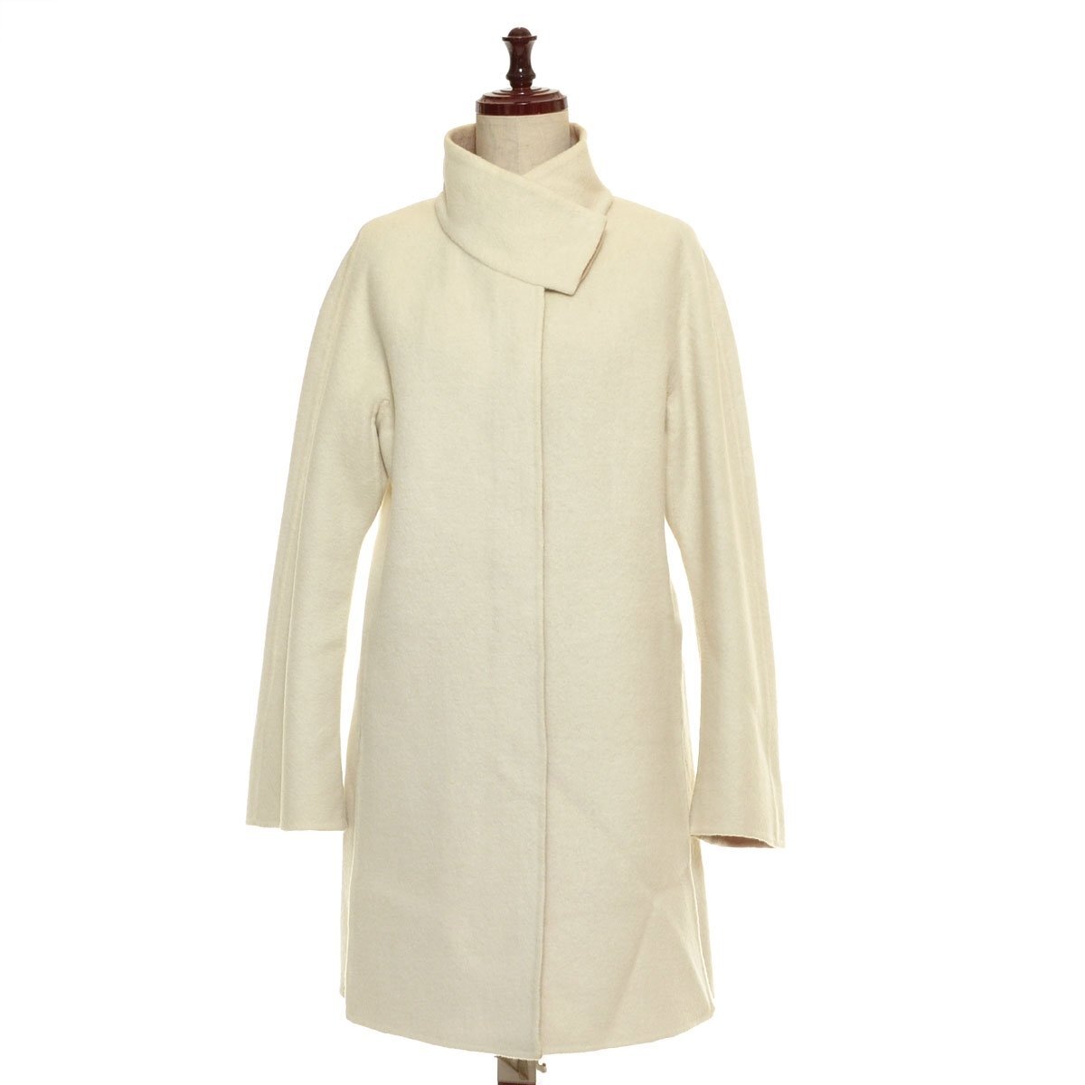 ◇556973 KRIZIA クリッツィア ◇ショートコート アングラウール サイドスリットコート サイズ40 レディース アイボリー ベージュ ホワイト拍卖