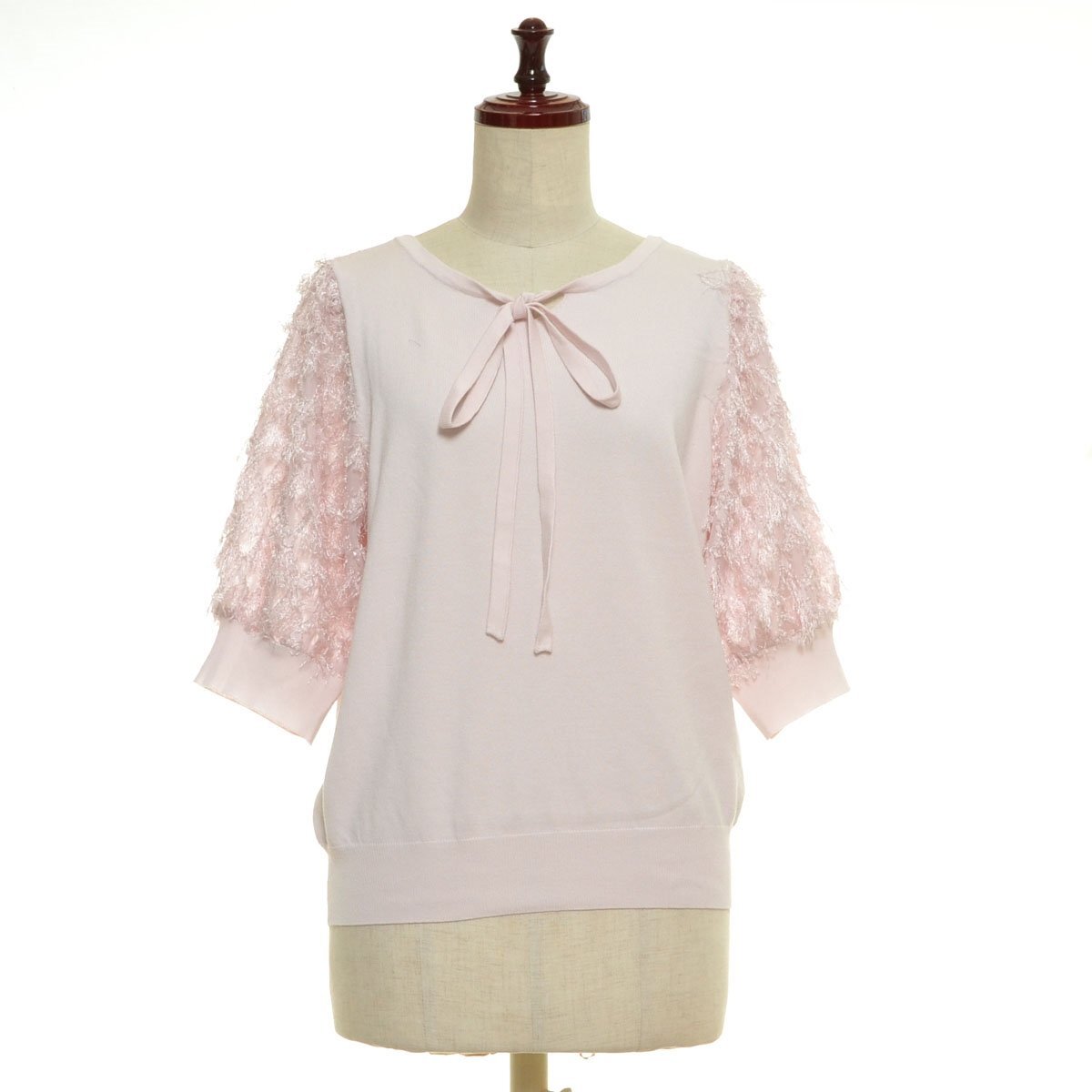 ◇557200 ROPE PICNIC ロペピクニック ジュン ◆5分袖ブラウス 2WAY袖シャギーニットプルオーバー サイズ38/M 24ss レディース ピンク拍卖