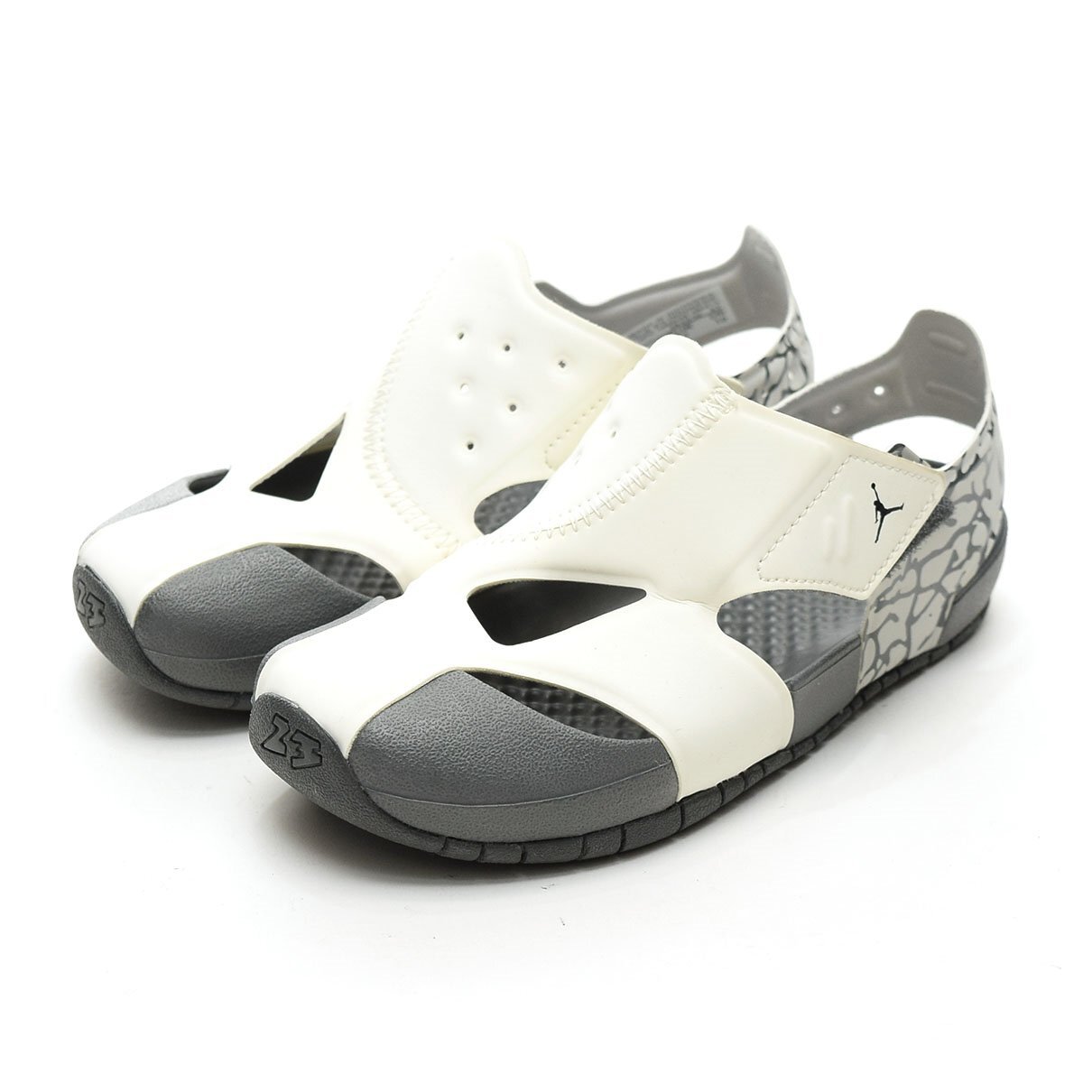 ▲563592 NIKE ナイキ サンダル キッズシューズ Jordan FLARE PS CI7849-100 サイズ19.0cm ジョーダン フレアPS 子ども ホワイト グレー拍卖