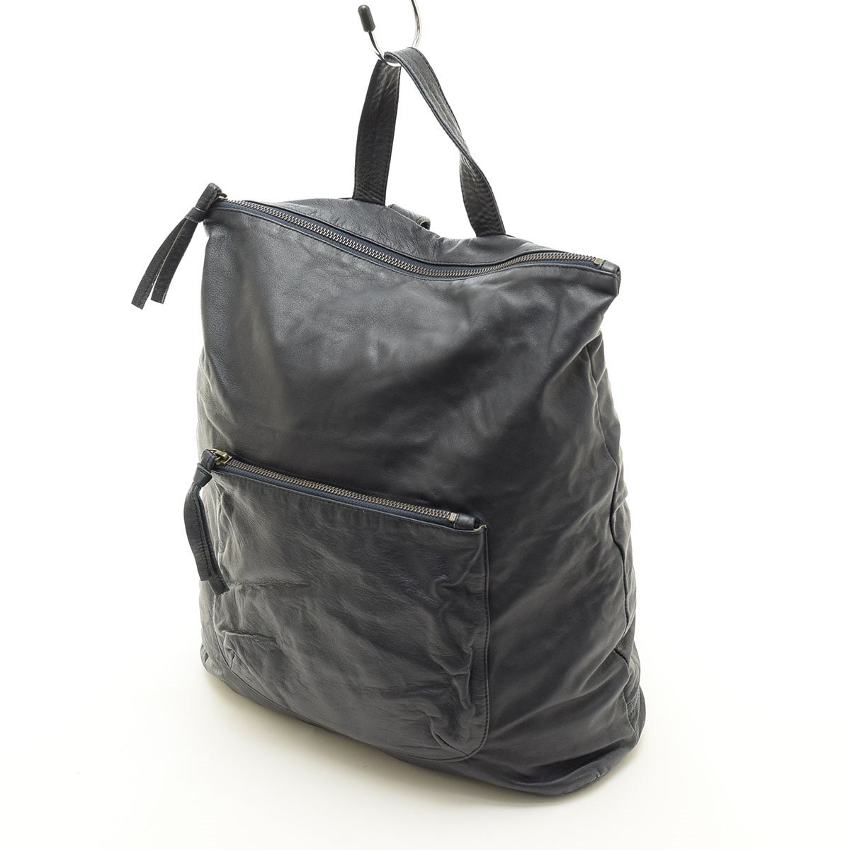 ◇562140 SEASIDE FREERIDE シーサイドフリーライド バックパック デイパック リュックサック ラムスキン 羊革 レザー レディース ネイビー拍卖