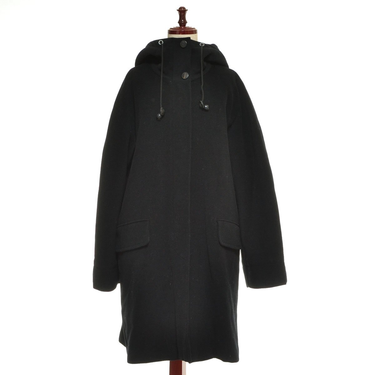 ◇563915 MaxMara マックスマーラ ◇フーテッド ジップウールコート サイズ42 レディース イタリア製 ブラック拍卖