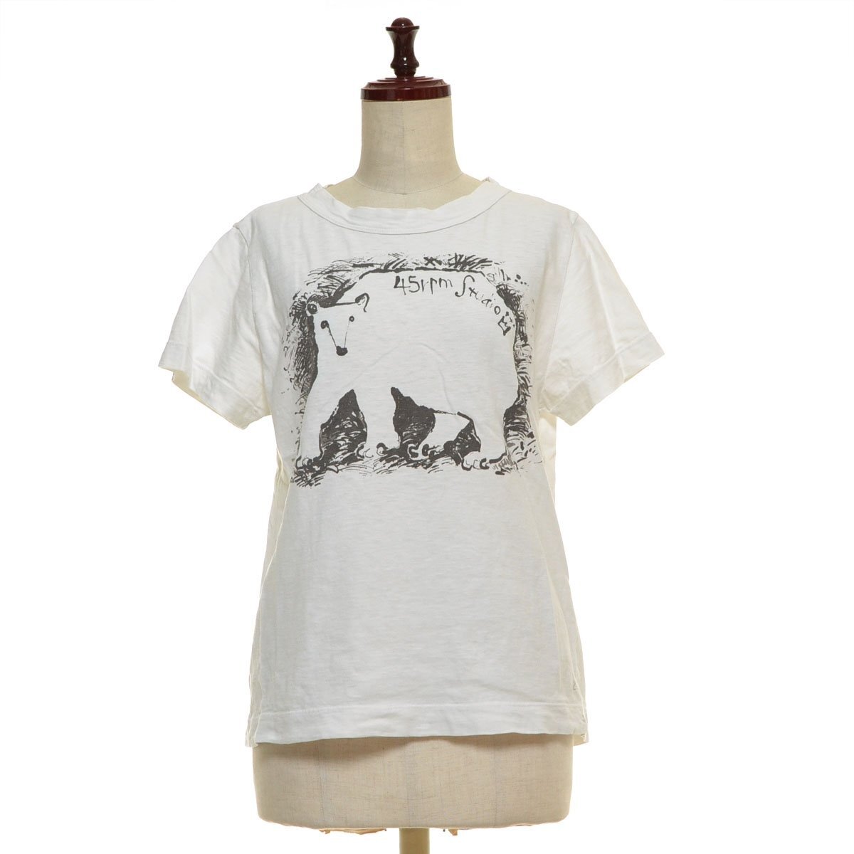 ◇549120 45RPM フォーティファイブ ◇プリントTシャツ 半袖 サイズ2 レディース 日本製 ホワイト拍卖