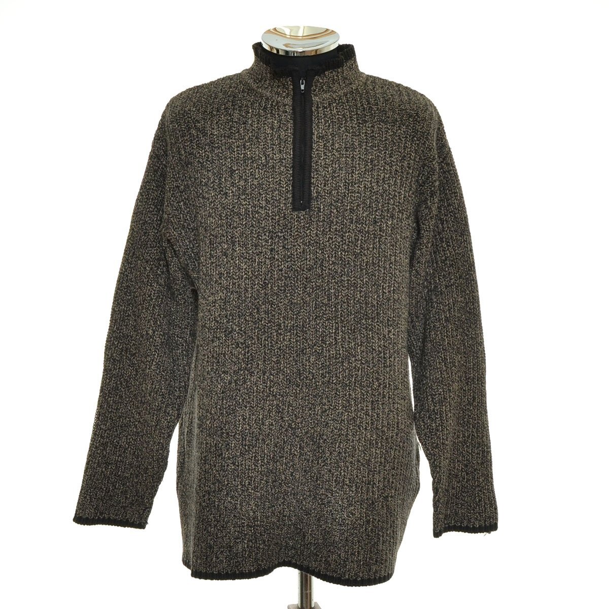 ◆565627 Calvin Klein カルバンクライン CK ◇ジップニット セーター 90s 90年代 ヴィンテージ サイズM メンズ 杢ベージュ系拍卖