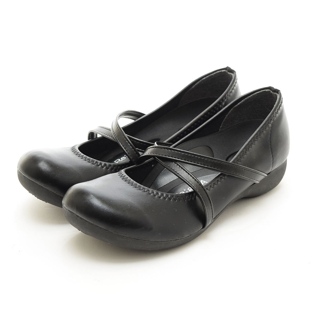 ◇566375 Re:getA リゲッタ クロスベルトミドルウェッジパンプス AL-35 サイズS(22.0-22.5cm相応) レディース 日本製 ブラック拍卖