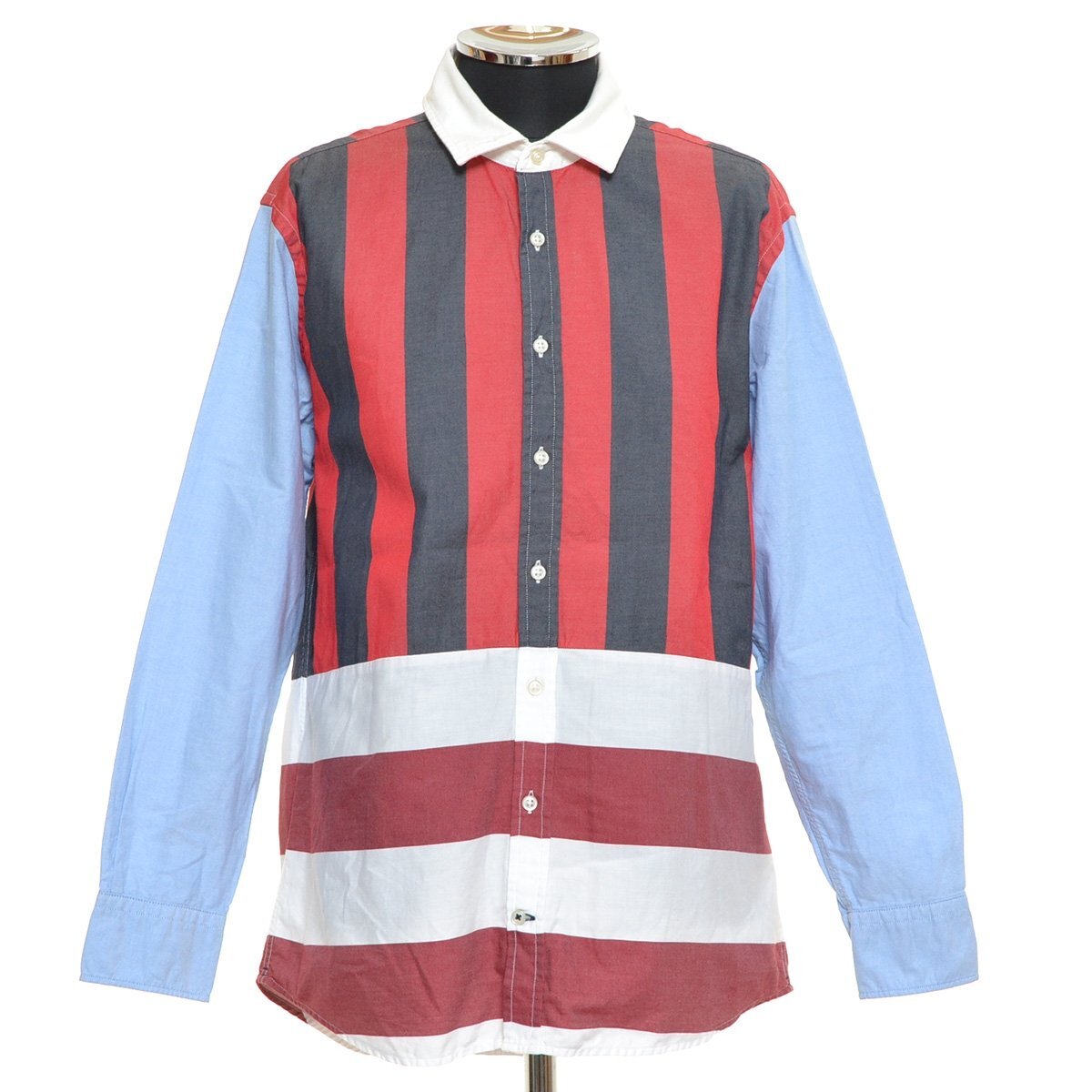 ◆480065 TOMMY HILFIGER トミーヒルフィガー ◇オックスフォードシャツ 長袖 サイズM レギュラーフィット メンズ レッド ブルー拍卖