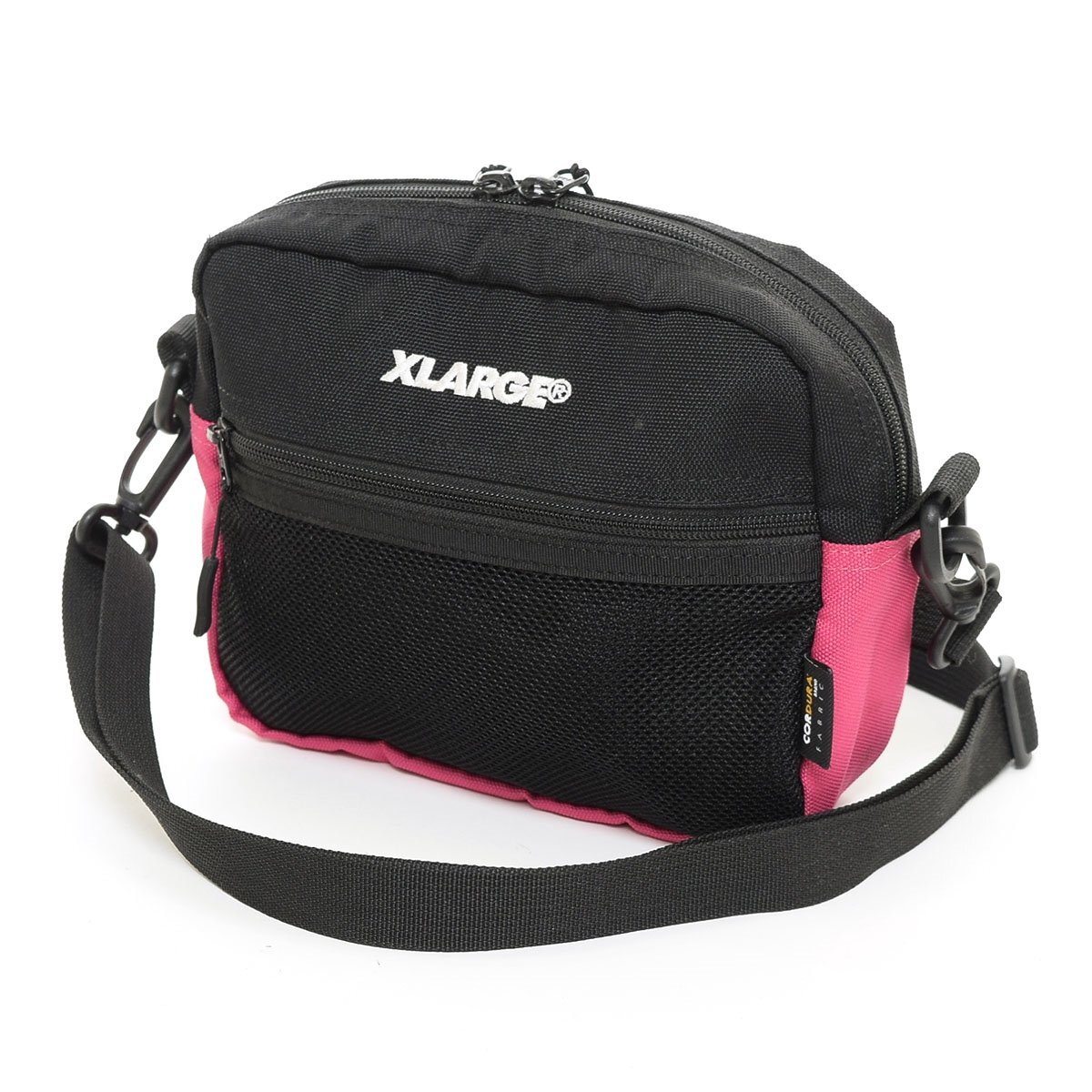 ◆558797 X-LARGE エクストララージ ポシェット ミニショルダーバッグ コーデュラナイロン メンズ ブラック ピンク拍卖