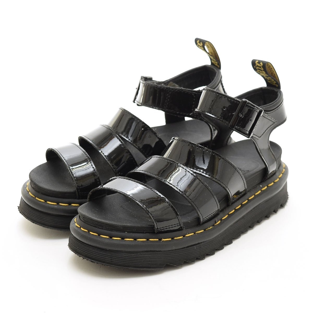 ◇566442 Dr.Martens ドクターマーチン ストラップサンダル BLAIRE サイズUK4(23.0cm) エナメル レディース ブラック拍卖