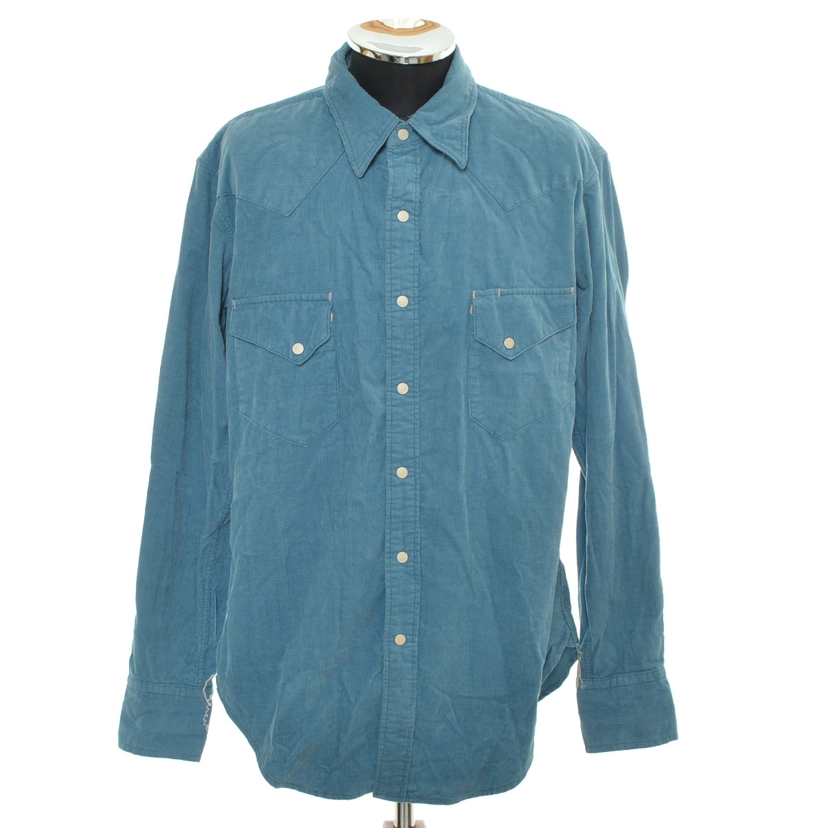 ●568227 BONCOURA ボンクラ ●コーデュロイ ウエスタンシャツ 長袖 CORDUROY WESTERN SHIRT サイズ42 メンズ 日本製 ブルー拍卖