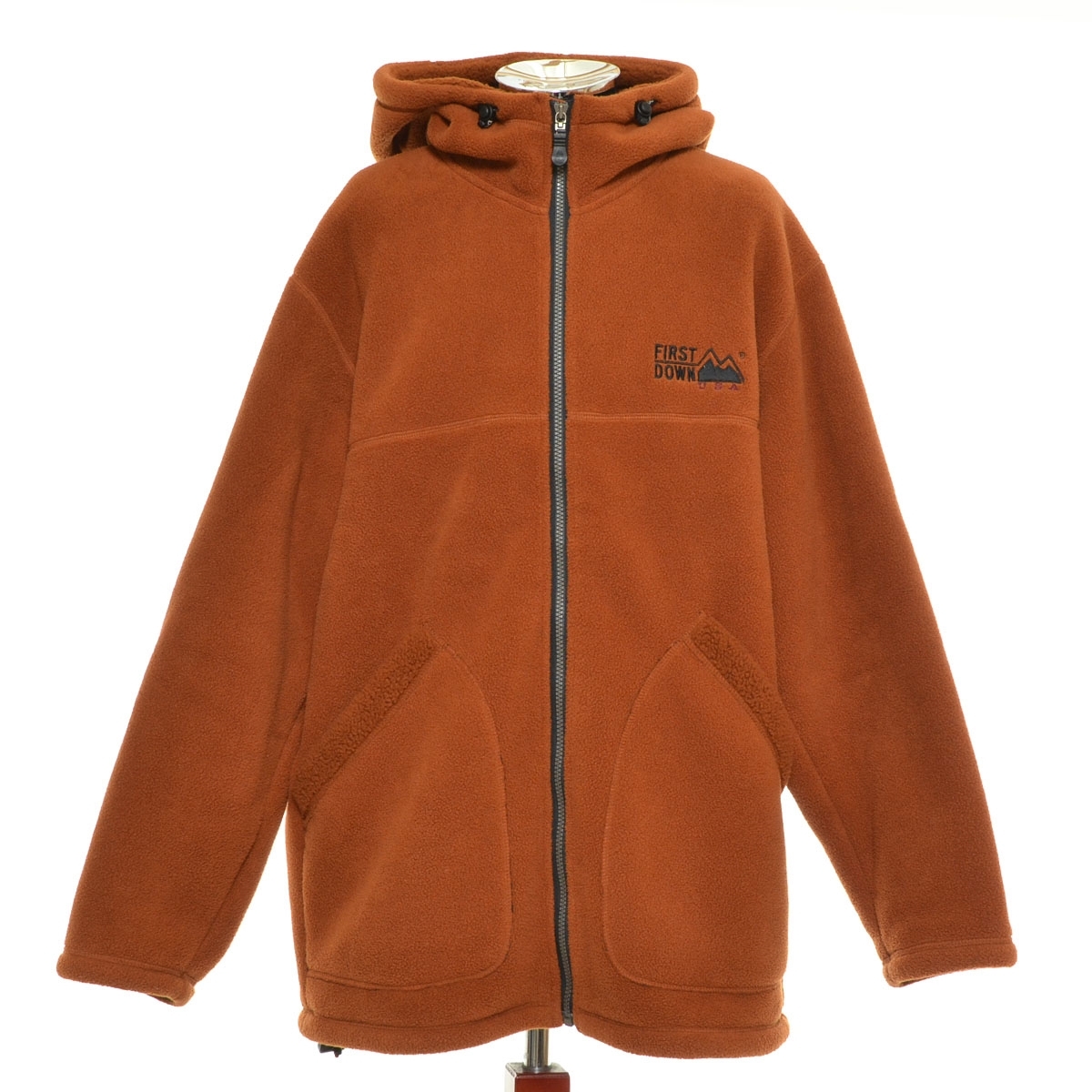 ●567378 FIRST DOWN ファーストダウン ●フリースジャケット 内ボア サイズLL 90s ヴィンテージ メンズ オレンジ拍卖