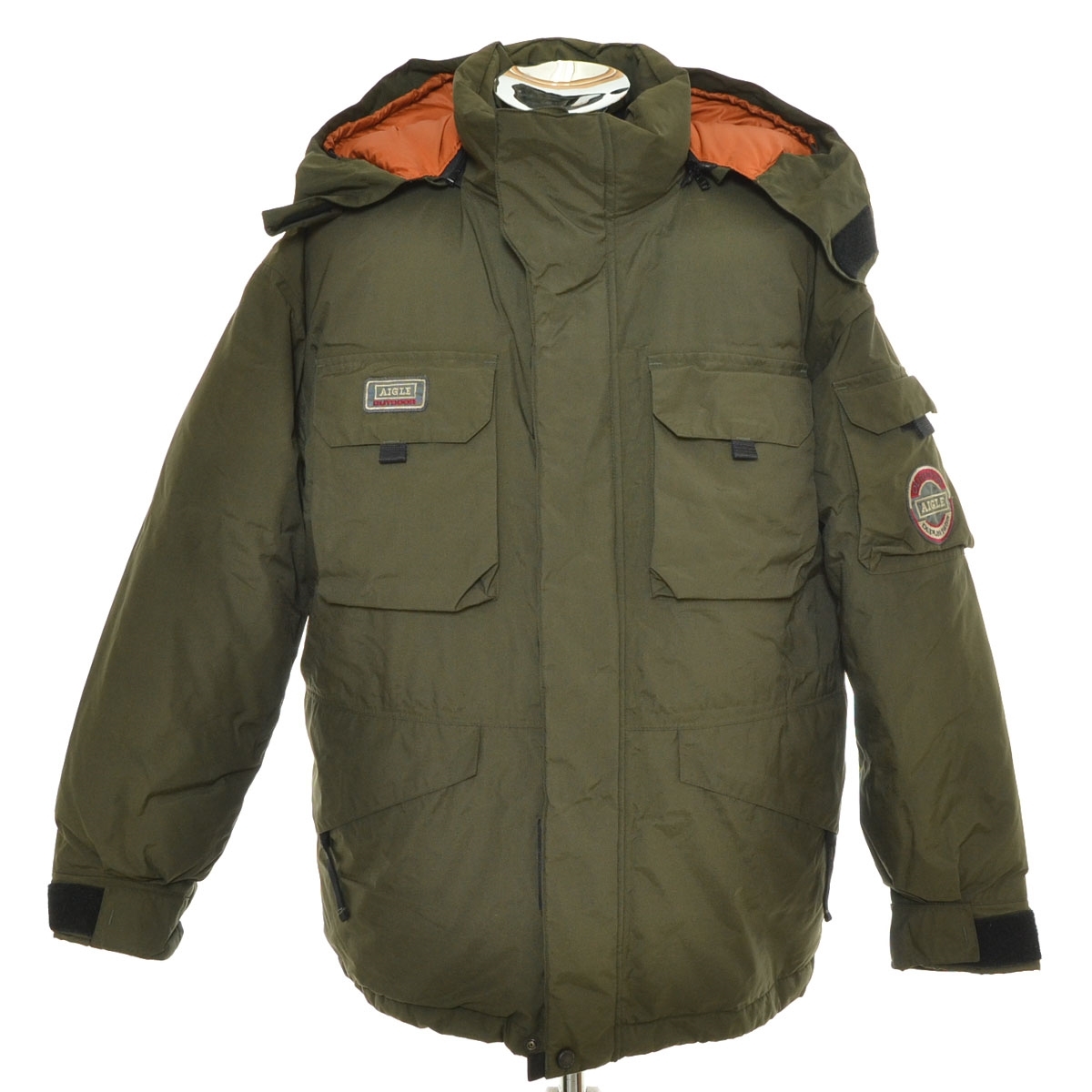 〇550202 AIGLE エーグル ○ダウンジャケット マウンテンパーカー サイズS メンズ グリーン拍卖