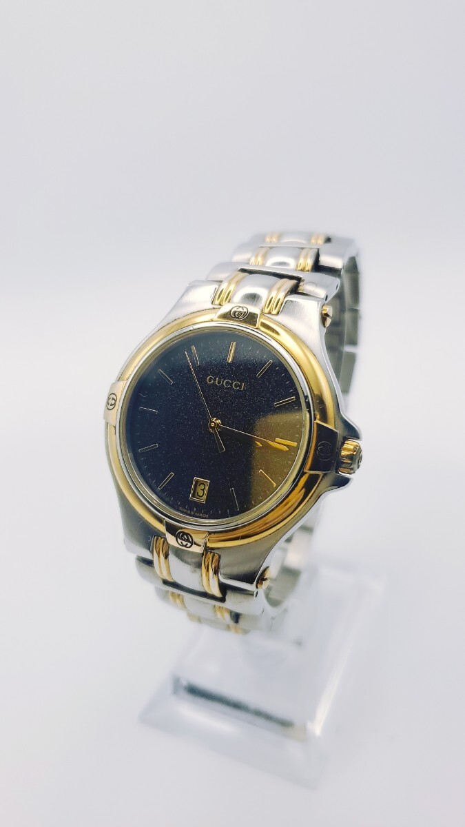 【稼働品】元箱付き。グッチ GUCCI 9040M 。 クォーツ。 ゴールド拍卖