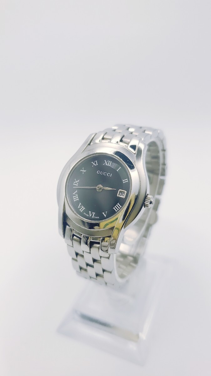 【稼働品】 グッチ GUCCI 5500L 。シルバー、黒。 クォーツ拍卖