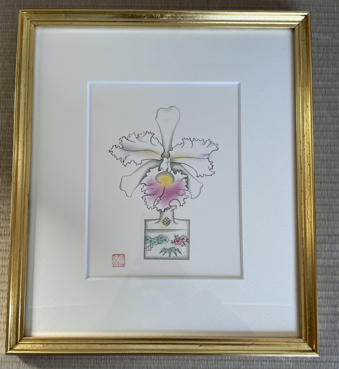 谷川泰宏 絵画 リトグラフ 「カトレア」アート ◎拍卖