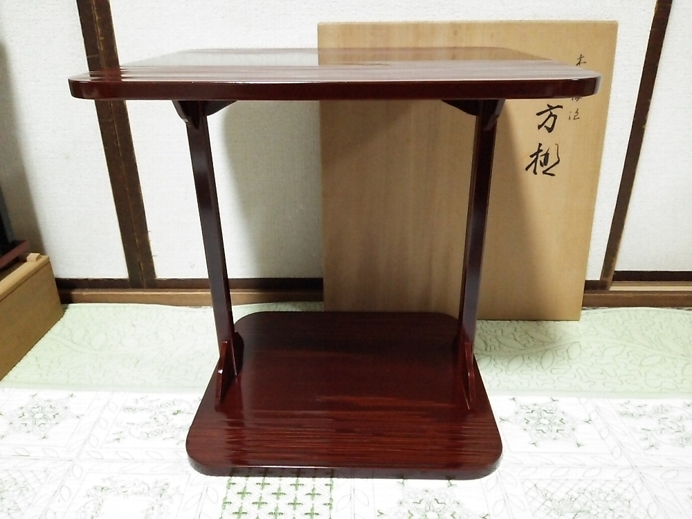 ★【一美堂】★茶道具★塗師 川瀬表完作★木製★溜塗★『四方棚』★共箱付☆拍卖