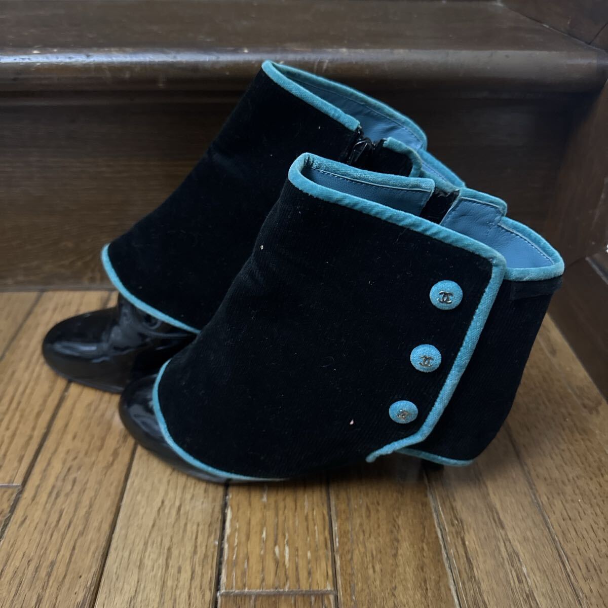 シャネル ショートブーツ バイカラー レア 37拍卖