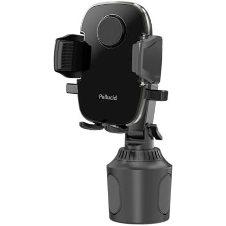 ドリンクホルダー取付 ペルシード(Pellucid) 車内用品 車載スマホホルダー ドリンクホルダー取付 片手ワンタッチ開閉 手帳型ケース 縦横置拍卖