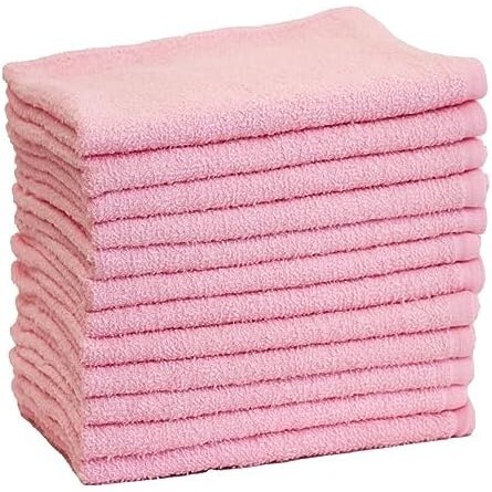 ピンク カラーフェイスタオル 200匁 12枚セット 34×86cm 無地 コットン 綿100% 家庭用 業務用 まとめ買い 使い勝手の良い薄手タオル (ピン拍卖