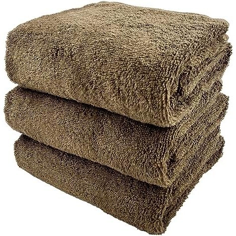 サイズ: コンパクトバスタオル_Yブラウン_3枚セット デイリータオル【しっかり】 無地 コンパクトバスタオル Yブラウン 3枚 綿100% 50×100拍卖