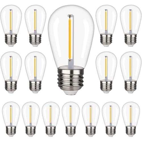 サイズ: 単品電球16個 16個入 LED電球 E26口金 フィラメント電球 10W形相当 防雨型 電球色2200K PC素材 破損しにくい 広配光タイプ 装飾用拍卖