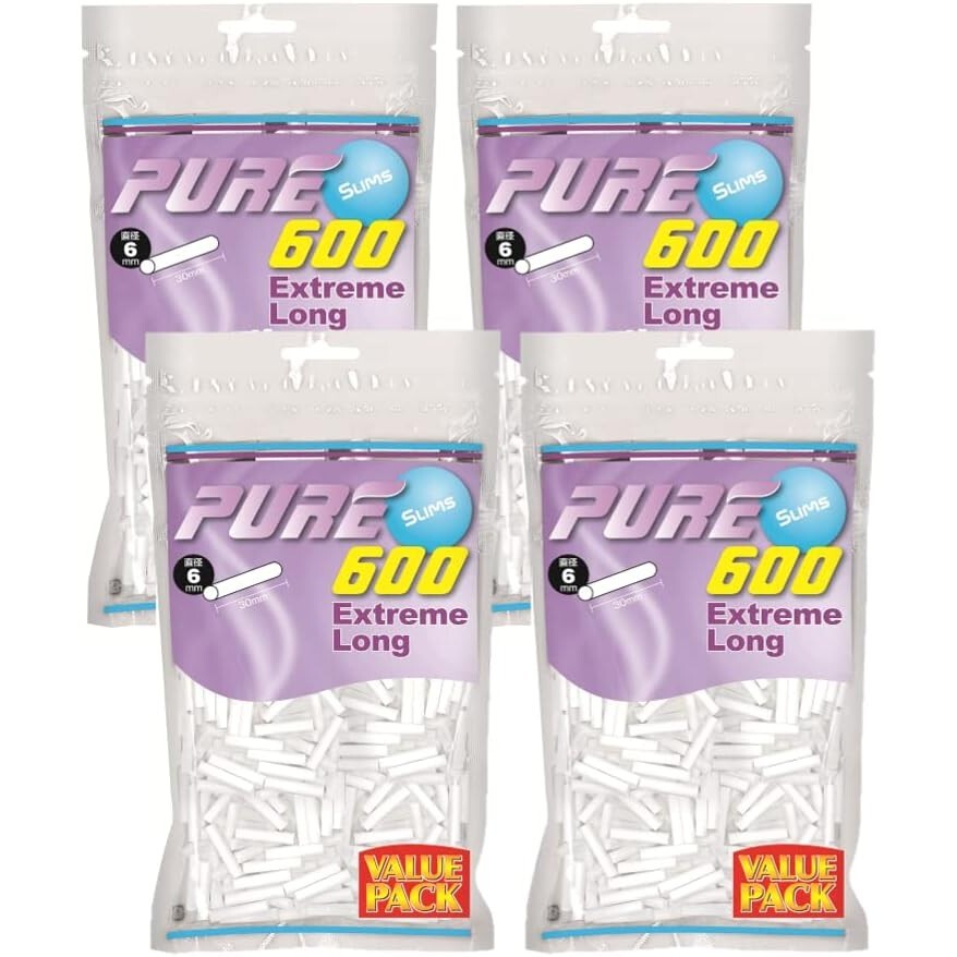 PURE スリム エクストリーム ロング フィルター 6mm x 30mm バリューパック600 ×4個セット 手巻き用拍卖