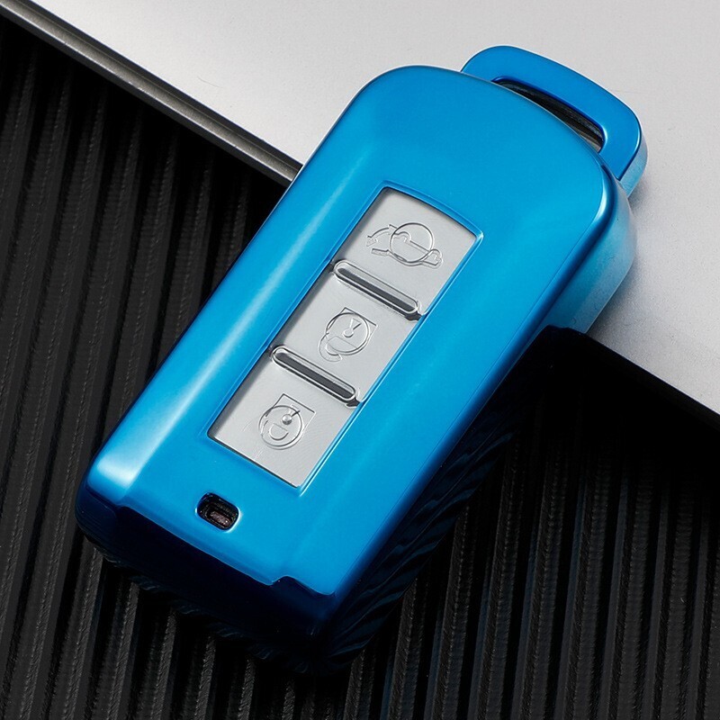 新品即決 三菱 TPU 青キーケース キーカバー アウトランダー ミラージュ エクリプスクロス RVR ミラージュ ekスペース デイズルークス アイ拍卖
