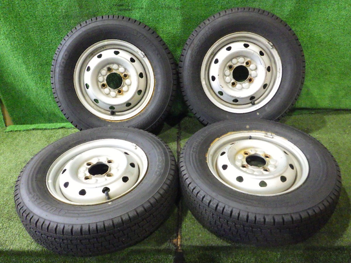 ◆ 溝あり 2023年製 スバル サンバー TT1 社外 鉄 スチールホイール スタッドレスタイヤ 12インチ 4本 BS 145/80R12 中古 J22 ◆拍卖