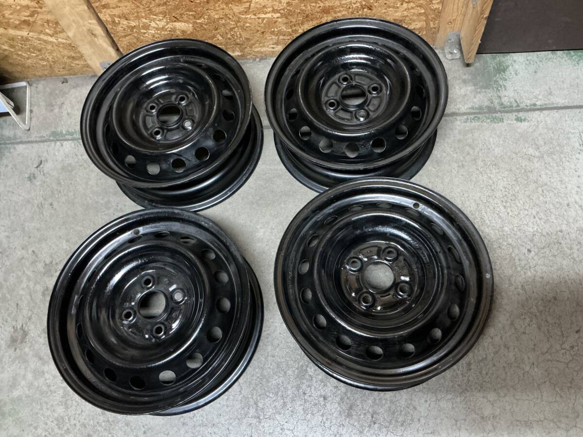 VITZ 純正スチールホイール 14インチ 4本セット 5J-14 PCD 100 4H +39 中古品 曲がり・歪みチェック済!!拍卖