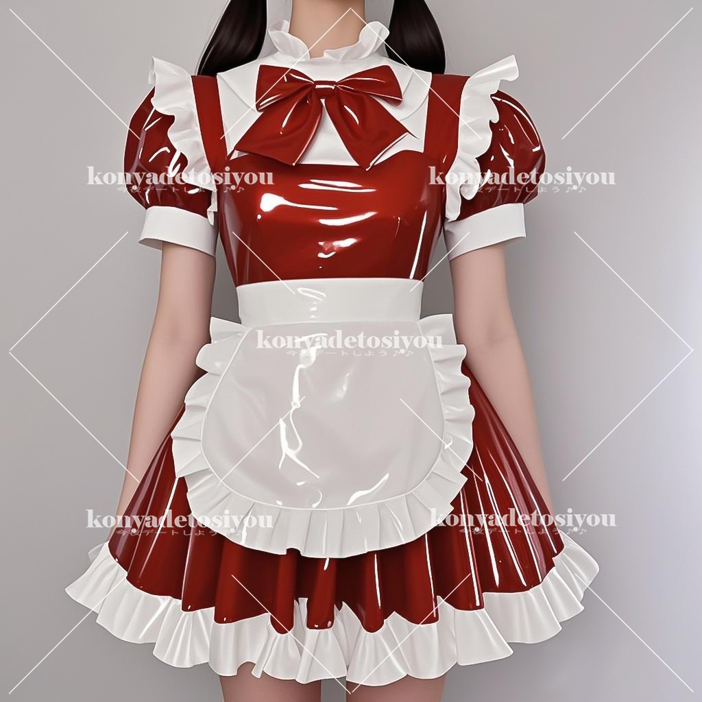 25089赤5XL 可愛い メイド コスプレ衣装 制服 仮装 撮影会 変装 イベント キャンギャル ハロウィン コスチューム拍卖