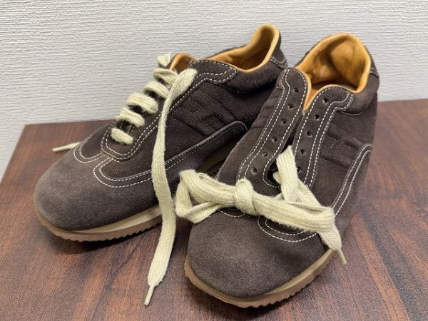 E056 HERMES エルメス スエード クイック スニーカー ブラウン 37 1/2 現状品拍卖