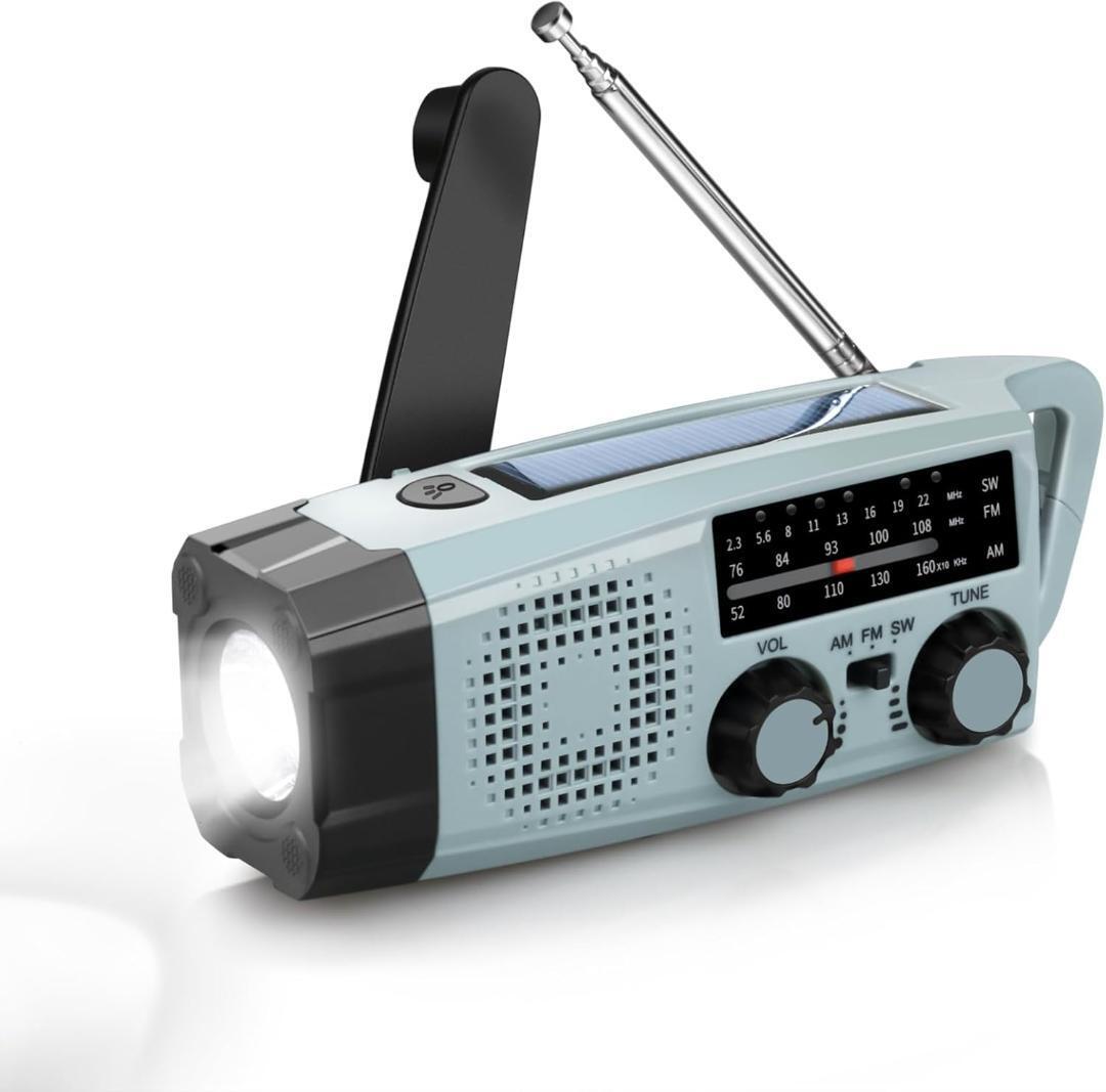 防災ラジオ ソーラー多機能 懐中電灯付き SW/AM/FM Radio 携帯 ポータブル (FM76-108MHz) SOSアラート 台風・地震・津波・停電対策 災害拍卖