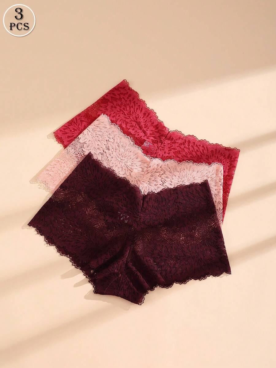インティメート ショーツ 3枚セット セクシーレース レディースボクサーショーツ、ソフトで通気性のあるシームレスショーツ、中空伸拍卖