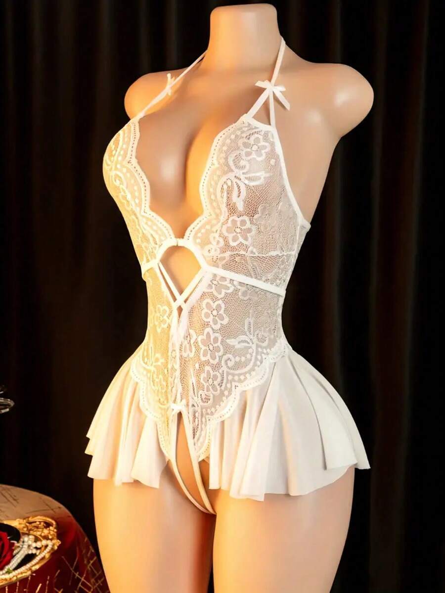 インティメート ランジェリー セクシーランジェリー、股開き設計、レーススケルトンジャンプスーツ、エレガントな女性用ジャンプスーツ、拍卖