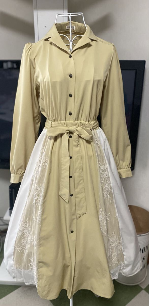 axes femme アクシーズファム レース切替シャツワンピース拍卖