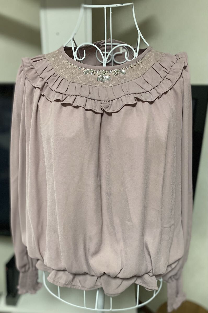 axes フリル付き 長袖ピンク ブラウス拍卖