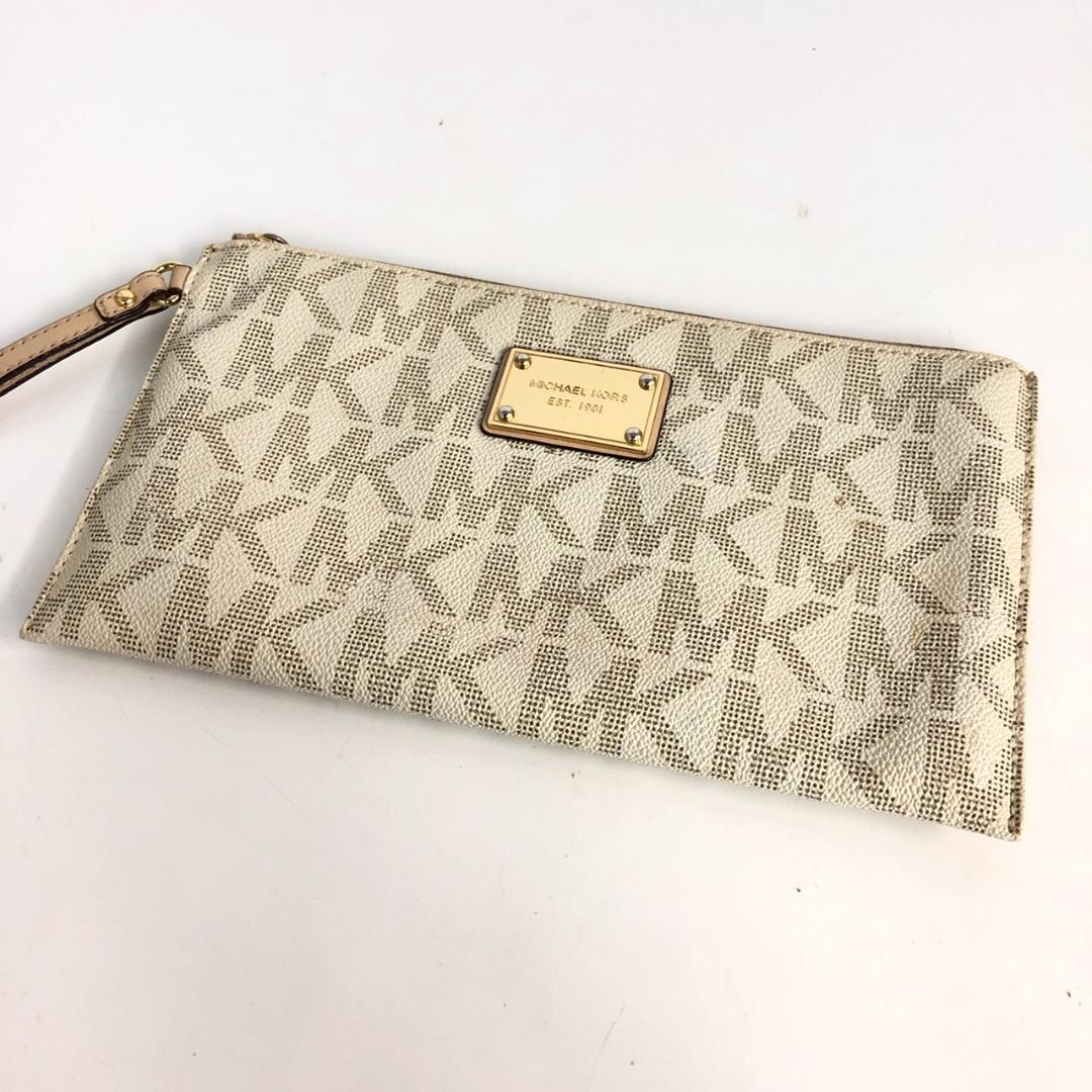 MICHAEL KORS マイケルコース ポーチ 総柄 ホワイト レディース 鞄 かばん バッグ レディース メンズ ブランド拍卖