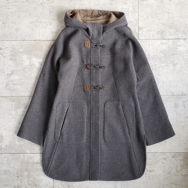 訳有 ブルネロクチネリ カシミヤ混 ウール ダッフルコート 42 イタリア製 グレー BRUNELLO CUCINELLI 拍卖