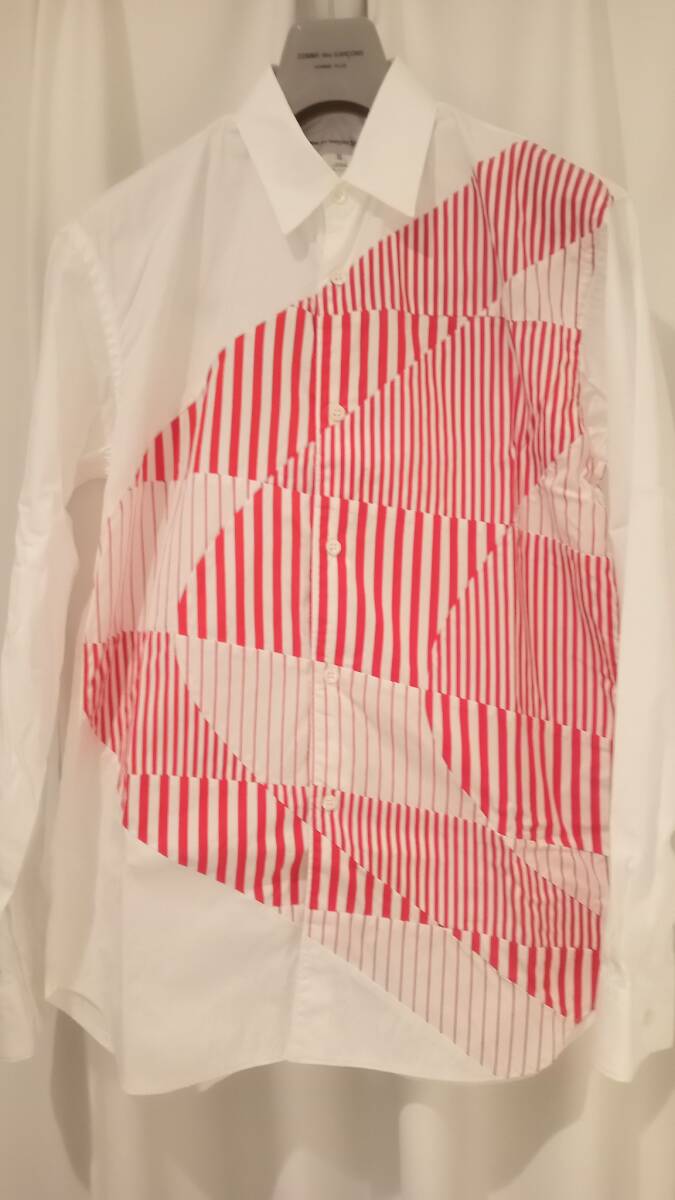23年春夏、SHIRT ストライプ パッチ シャツ 赤 白 XS拍卖
