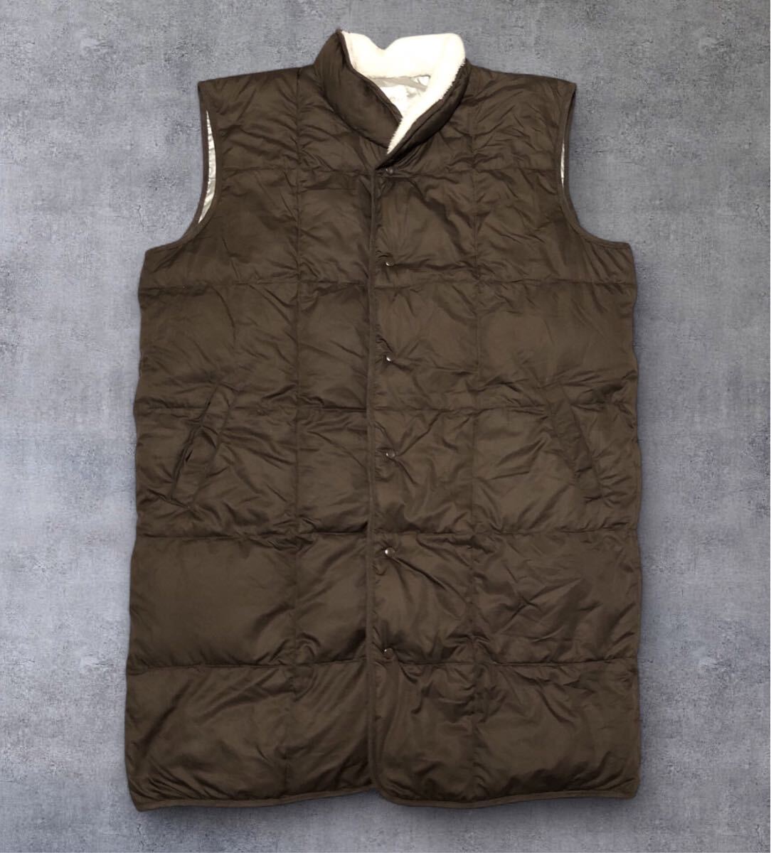 ■DOWN&QUILT COLLECTION NISHIKAWA 西川産業■衿ボア ダウンベスト ブラウン拍卖