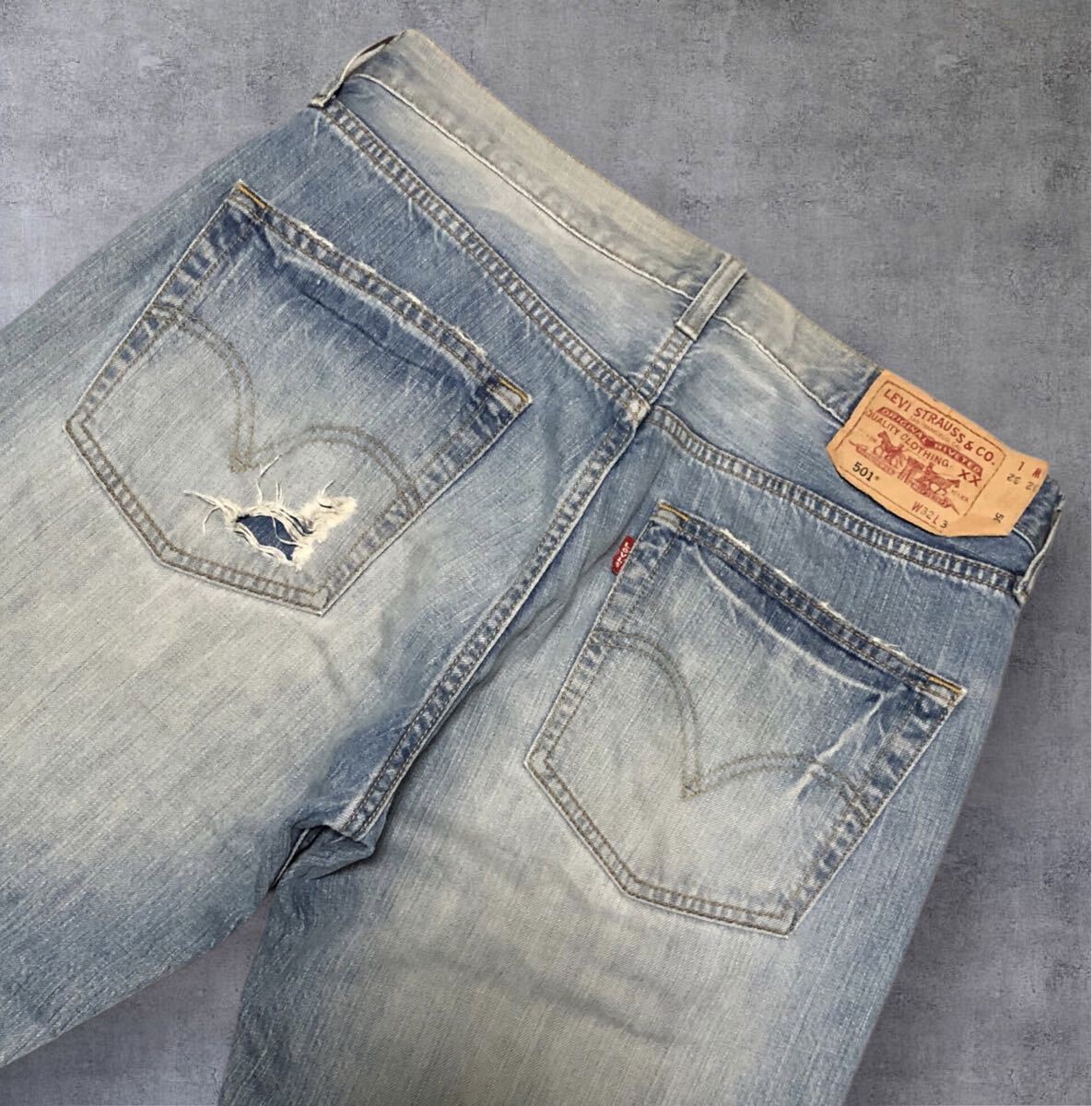 ■Levi's リーバイス■05年 フィリピン製 501 ユーズド加工 デニム ジーンズ W32L32拍卖