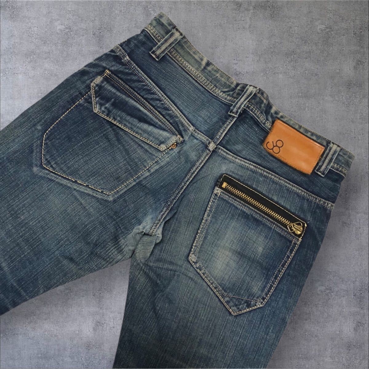 ■Johnbull ジョンブル■色落ち抜群 ジップ フラップポケット デニム ジーンズ LL拍卖