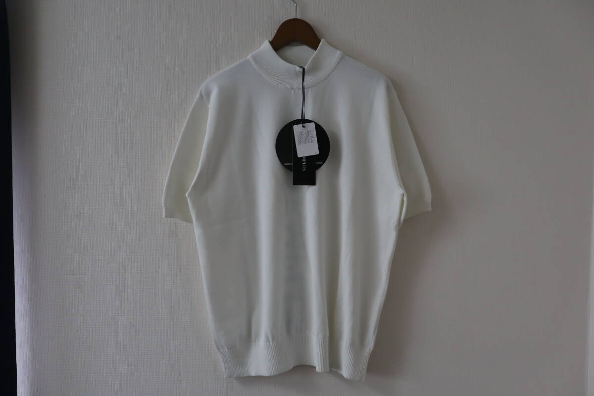 ☆LUXE AKM PLUS/リュクスエイケイエムプラス☆未使用 1円スタート!!バックロゴ 半袖モックネックニット サイズ:XL ゴルフ スポーツ 拍卖