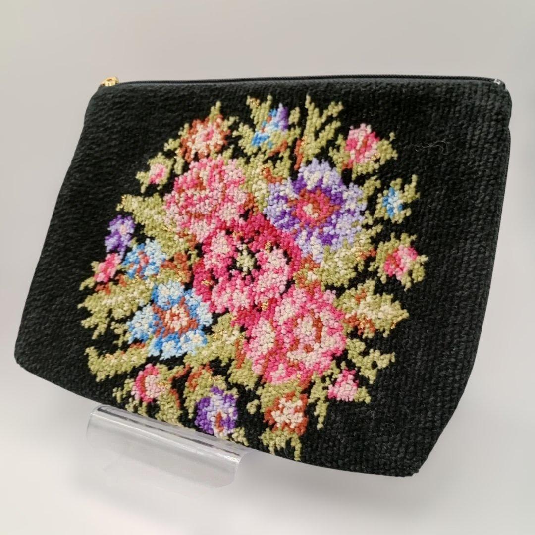 FEILER フェイラー ポーチ ハンドバッグ 花柄 ブラック拍卖