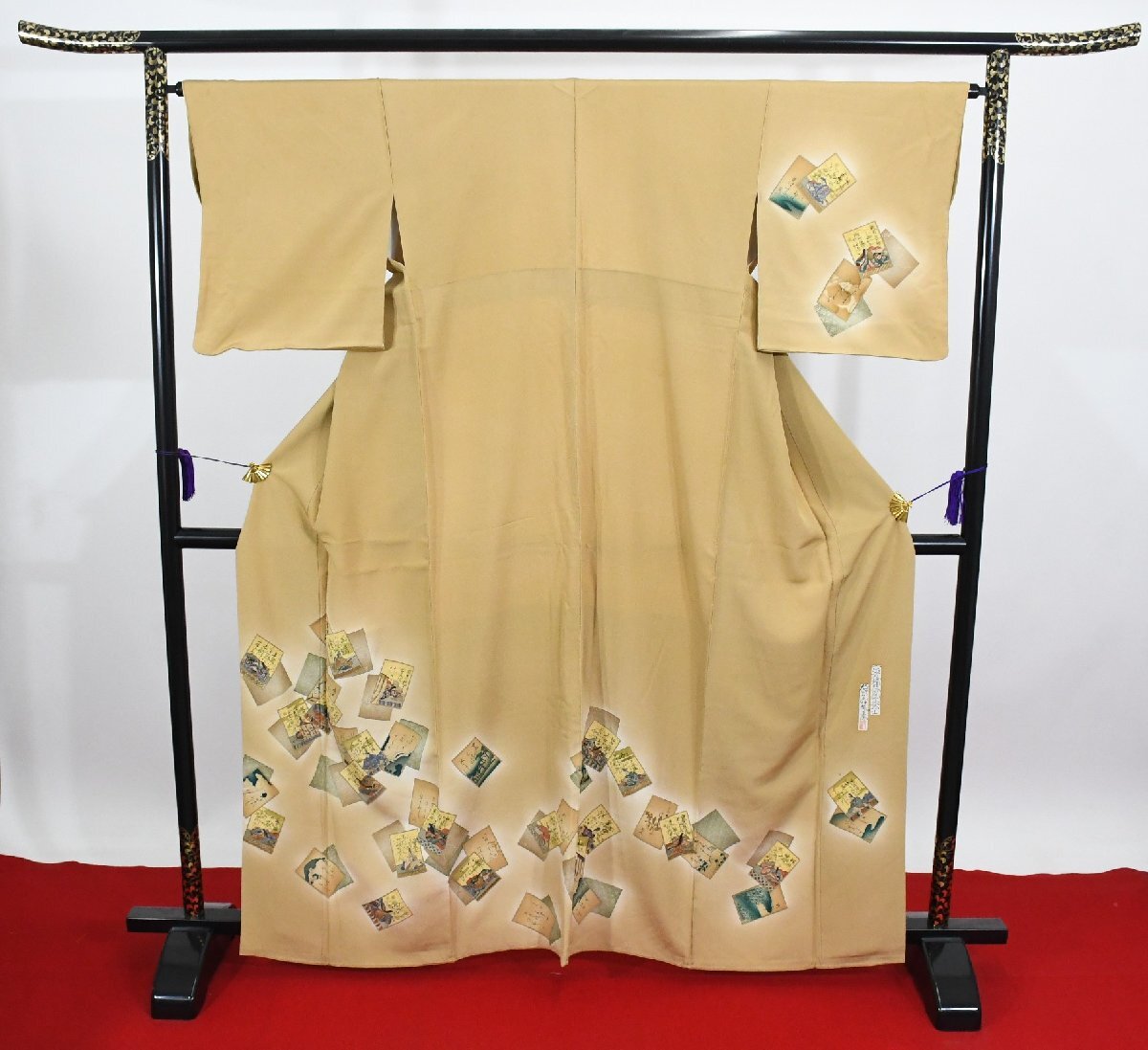 附下訪問着 友禅師・京の名工・伝統工芸士・樽本伊勢蔵 源氏 百人一首 正絹 身丈154cm 裄丈64cm ★着物 t‐2285 桜庭呉服店拍卖