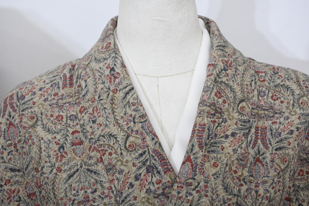 小紋 着物 袷 更紗 手染書き 身丈147cm 裄丈65cm ★ kb-7530 桜庭呉服店拍卖