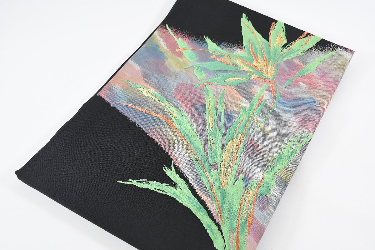 袋名古屋帯 お太鼓柄 葉 風景 帯丈353cm ★着物屋 ne-16526 桜庭呉服店拍卖