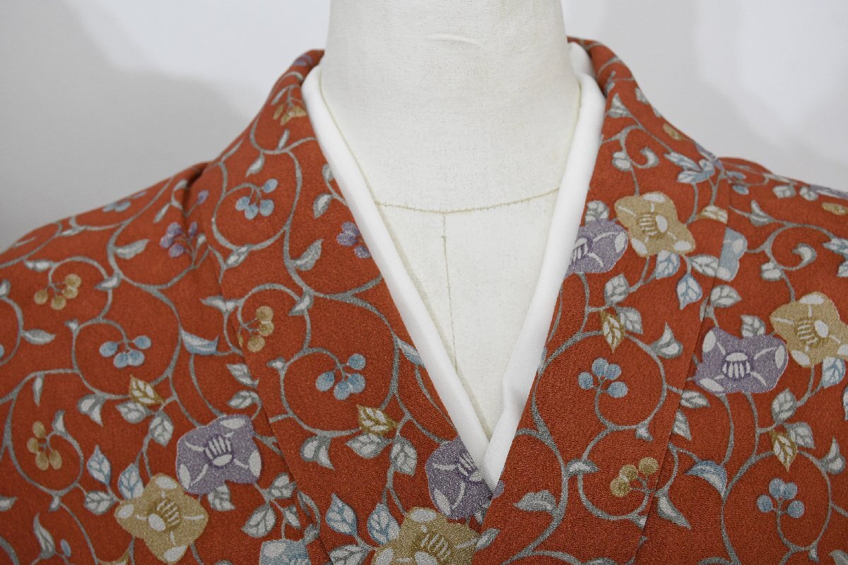 小紋 着物 袷 唐草椿 身丈164.5cm 裄丈67cm ★ kb-7453 桜庭呉服店拍卖