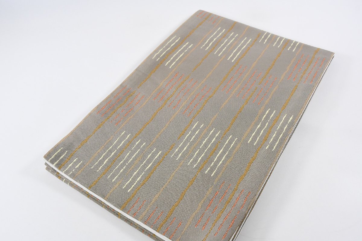 袋名古屋帯 縞模様 全通柄 化繊 帯丈386cm ★着物屋 ne-16553 桜庭呉服店拍卖