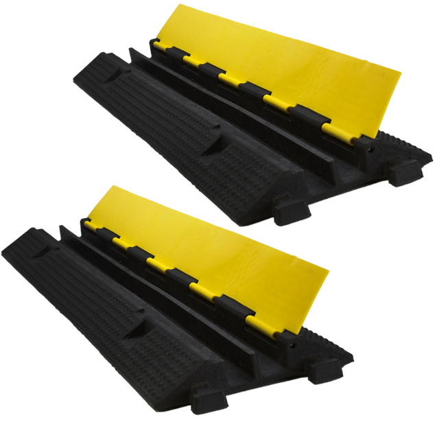 新品2本1セット 2列 ジャケット ケーブルプロテクター ケーブル電線保護材 配線カバー 工事現場 イベント 領収書発行可能拍卖