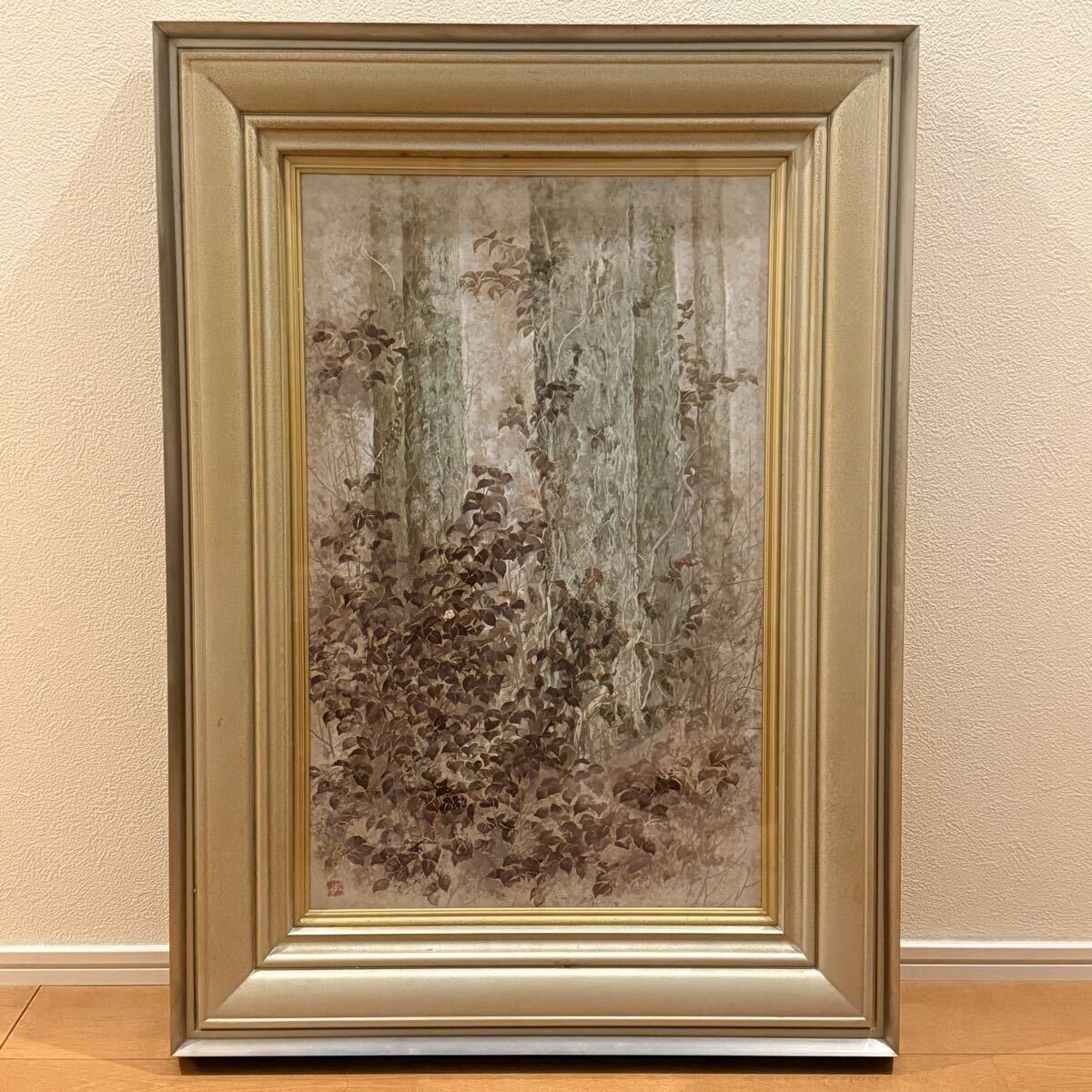 *fufu* 真作保証 本多功身 「樹々の朝」 肉筆日本画10号 共シール 自然風景画拍卖