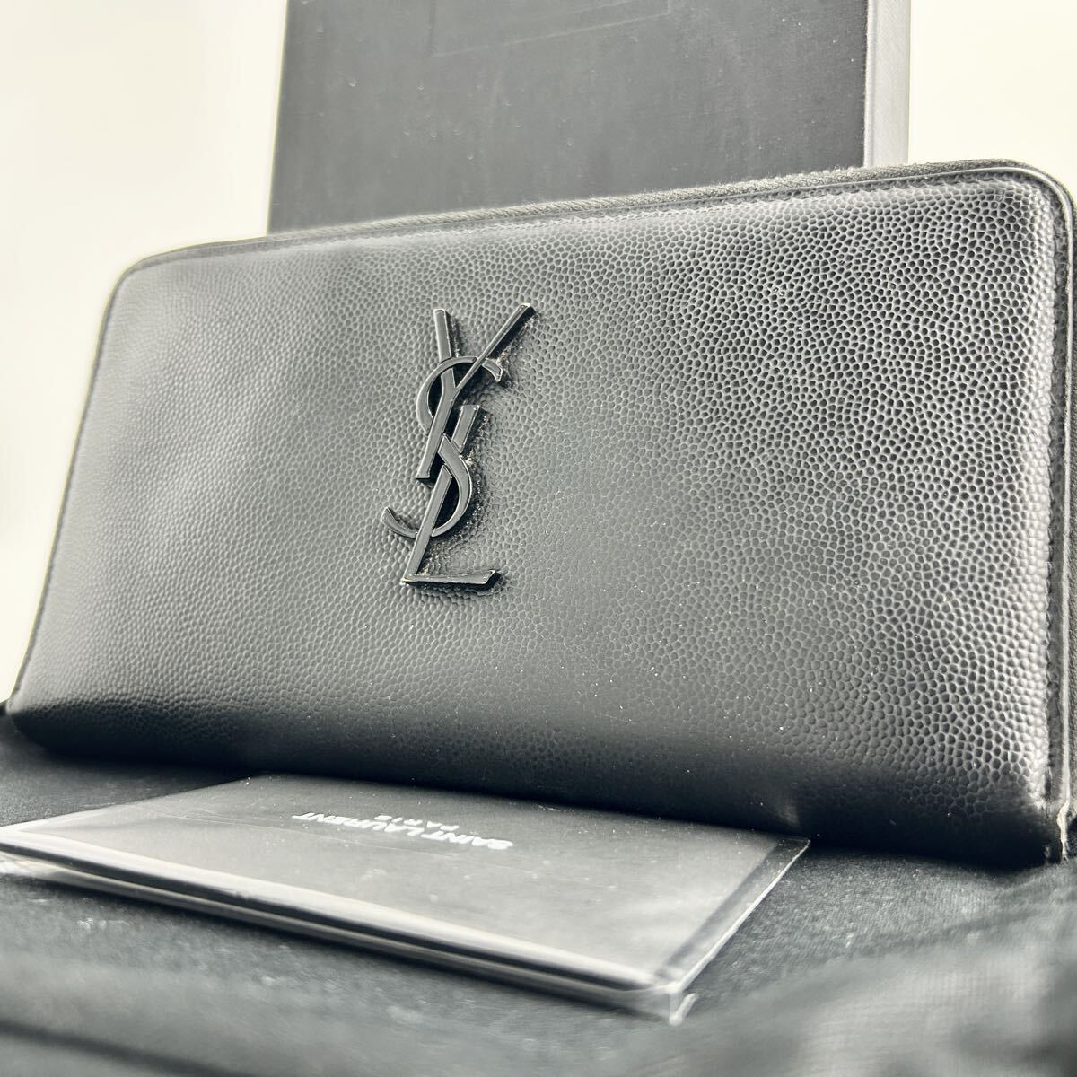 付属品完備・希少モデル SAINT LAURENT イヴサンローラン 長財布 ラウンドファスナー カサンドラ YSLロゴ オーガナイザー メンズ ビジネス 拍卖